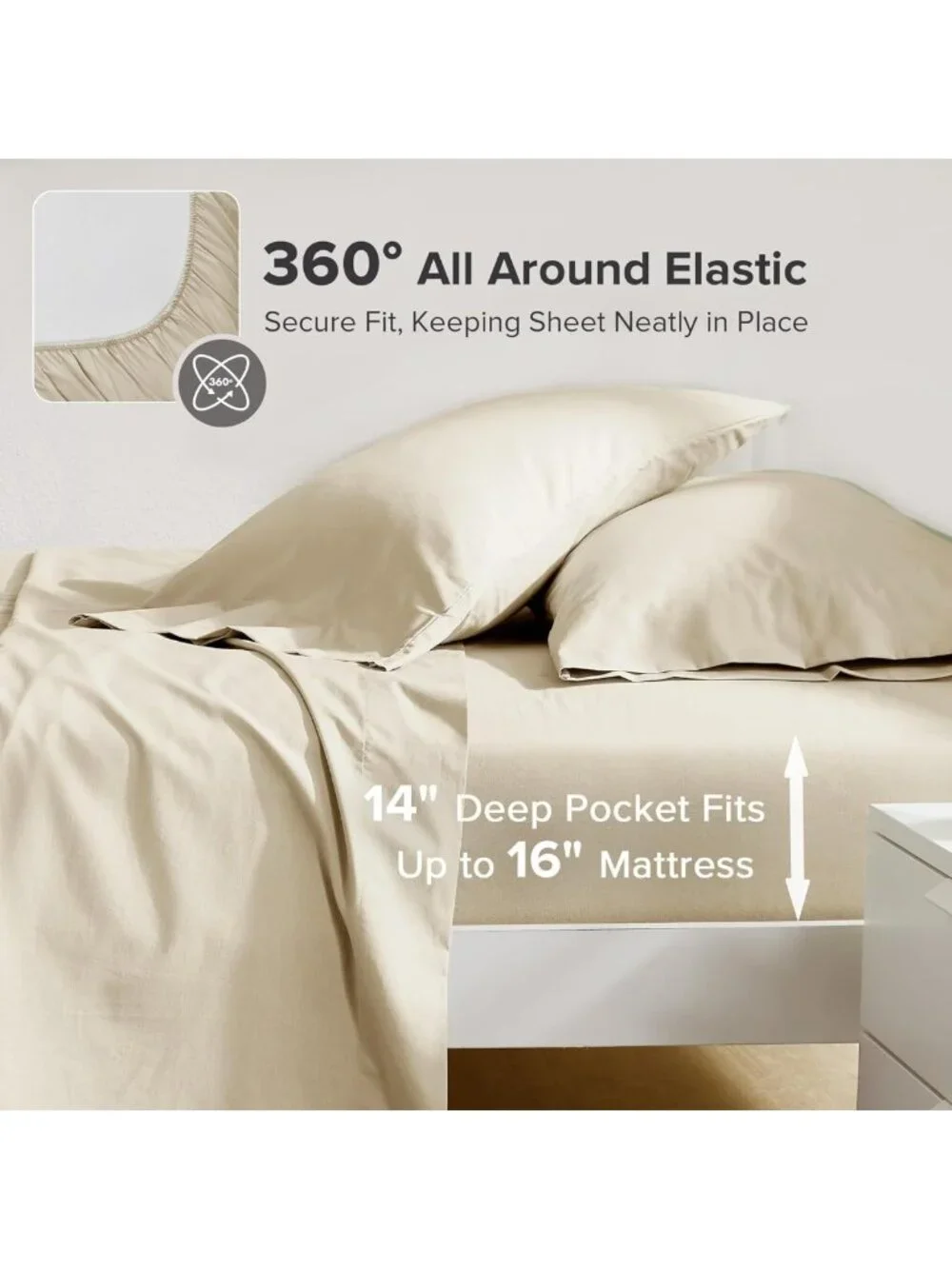Ultra Soft 100% Cotton King Sheet Set - Breathable, Naturally Cool, Fits 14